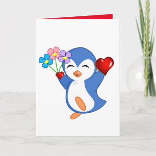 Valentijnsdag Wenskaart Penguin Feestdagen Kaart