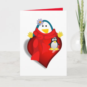 Valentijnsdag Wenskaart Penguin Feestdagen Kaart