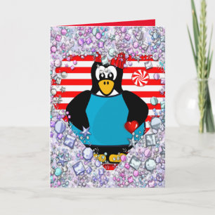 Valentijnsdag Wenskaart Penguin Feestdagen Kaart