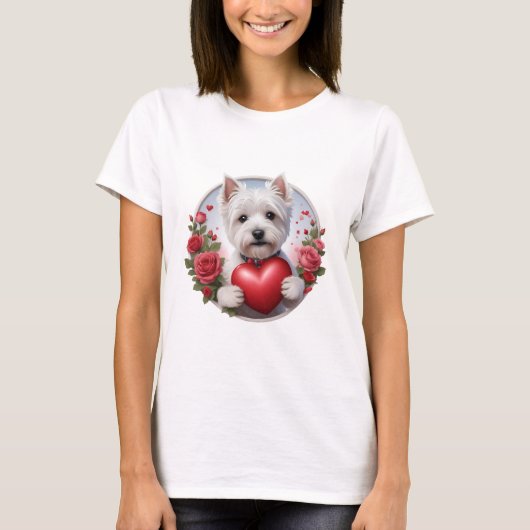 Valentijnsdag Westie met hart T-shirt (Voorkant)