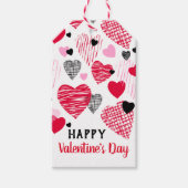 Valentijnsdag Whimsical Hearts Pattern Cadeaulabel (Voorkant)