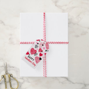 Valentijnsdag Whimsical Hearts Pattern Cadeaulabel