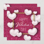 Valentijnsdag White Hearts Glitter - Kaart (Voorkant / Achterkant)