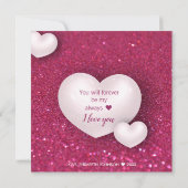 Valentijnsdag White Hearts Glitter - Kaart (Achterkant)