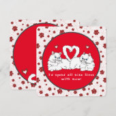 Valentijnsdag Witte Perzische Katten met Harten (Voorkant / Achterkant)