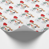 Valentijnsdag Wrapping Papier Hartvuur Sneeuwman (Hoek)