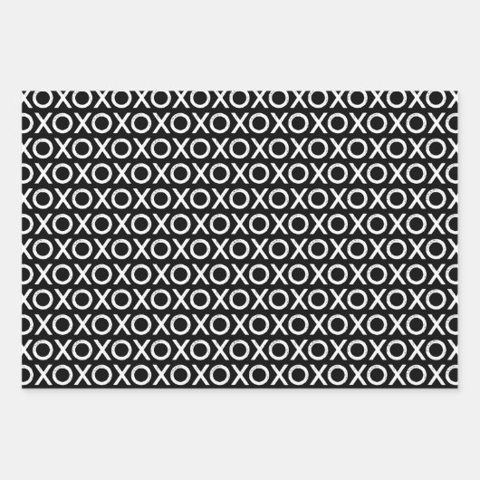 Valentijnsdag X O X O zwart wit Inpakpapier Vel (Voorkant 2)