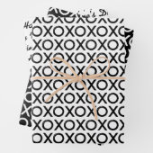 Valentijnsdag X O X O zwart wit Inpakpapier Vel (In situ)