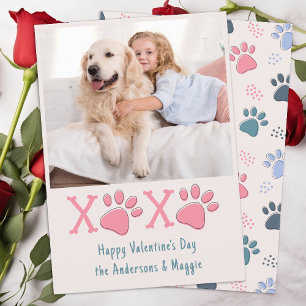 Valentijnsdag XOXO Blush Pastel Dog Foto Feestdagenkaart