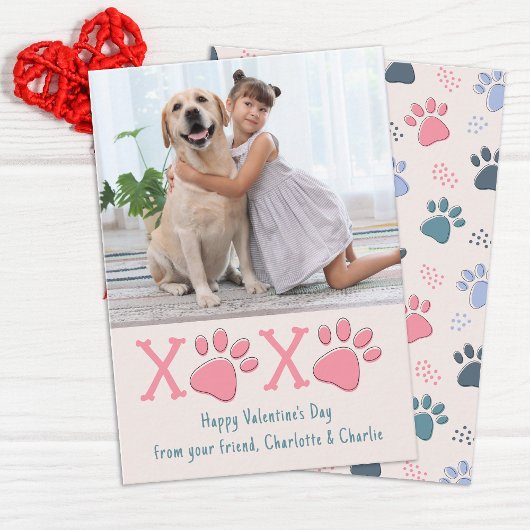 Valentijnsdag XOXO Pet Dog Foto Klaslokaal Kinder Notitiekaartje