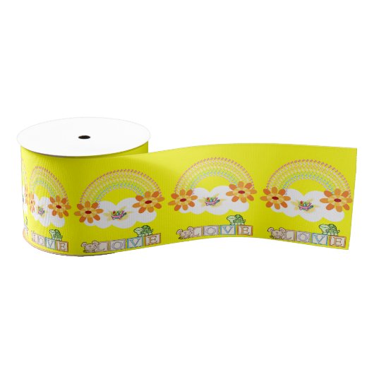 Valentijnsdag Yellow Turtle Rainbow Ribbon Grosgrain Lint (Spoel)