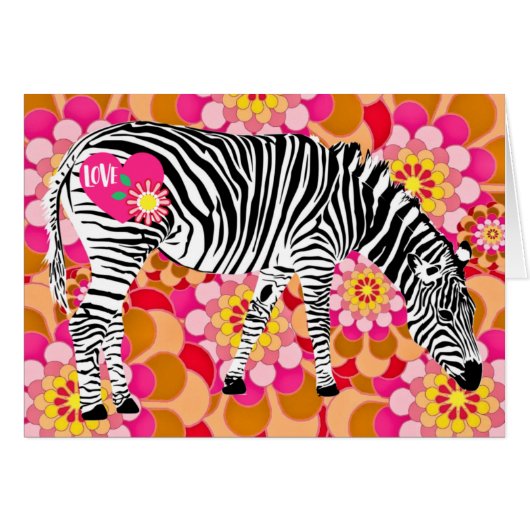 Valentijnsdag Zebra met Mod  Flowers (Voorkant Horizontaal)