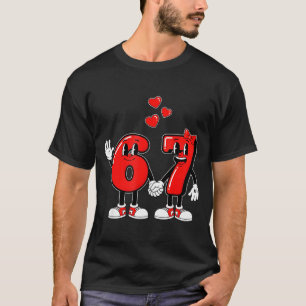 Valentijnsdag Zes Zeven Harten 6 7 Meme Gen Alph T-shirt