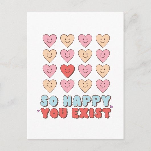 Valentijnsdag Zo Gelukkig Dat Je Bestaat Briefkaart (Voorkant)