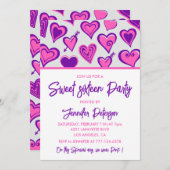 Valentijnsdag zoet 16 uitnodigingen hartpatroon (Voorkant / Achterkant)