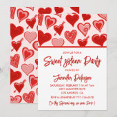 Valentijnsdag zoete 16 uitnodigingen februari rood (Voorkant / Achterkant)