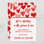 Valentijnsdag zwangerschapsaankondiging rood zoet aankondiging (Voorkant / Achterkant)