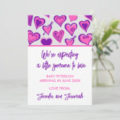 Valentijnsdag zwangerschapsaankondiging roze zoet aankondiging (Staand voorkant)