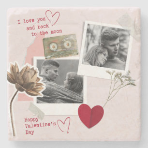 Valentijnsdag zwart-wit koppel foto stenen onderzetter