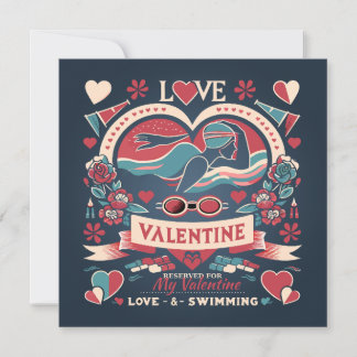 Valentijnsdag Zwemmen Liefdescadeau Feestdagenkaart