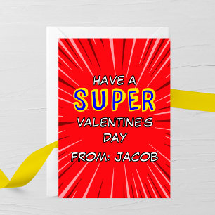 Valentijnsdagkaart voor superhelden notitiekaartje
