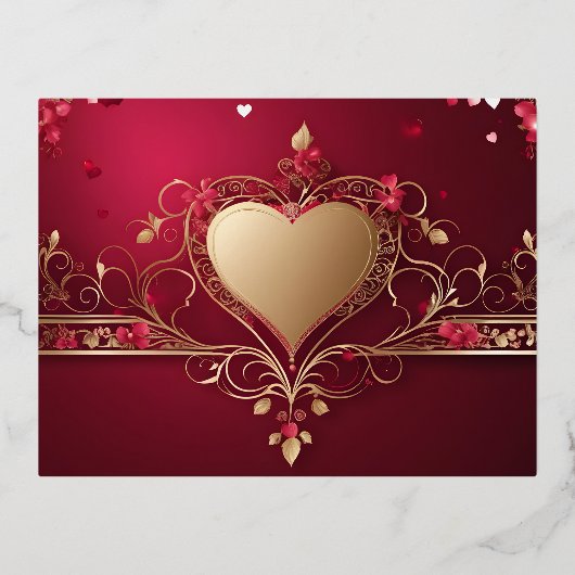 Valentijnsdagontwerp Folie Feestdagen Briefkaart (Voorkant)