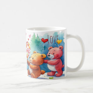 Valentijnsday Teddys delen hartvormige snoepjes Koffiemok