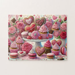 Valentijnsdessert Hartkoekjes & Cupcakes Tafel Legpuzzel