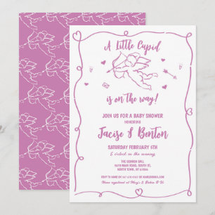 Valentijnse Baby shower Cupid Girl Pink Love Kaart