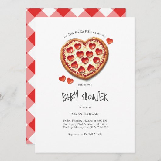 Valentijnse Baby shower Pizza Party Kaart (Voorkant / Achterkant)