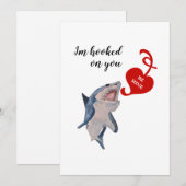 Valentijnse blauwe haai feestdagenkaart (Voorkant / Achterkant)