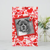 Valentijnse Boxer Dog Hearts Briefpapier (Staand voorkant)