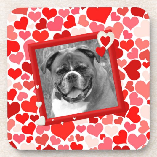 Valentijnse Boxer Dog Hearts Onderzetter (Voorkant)