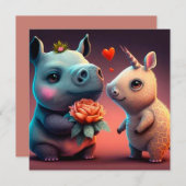 Valentijnse cartoon hippo (Voorkant / Achterkant)