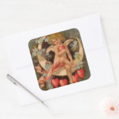  Valentijnse Cherub op Moon Vierkante Sticker (Envelop)