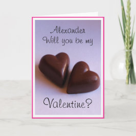 Valentijnse  Chocolate Hearts met Naam om het even Feestdagen Kaart