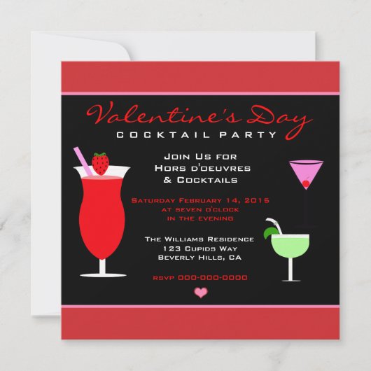 Valentijnse cocktail Party Kaart (Voorkant)
