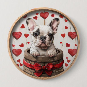 Valentijnse Franse Bulldog Ronde Button 4,0 Cm