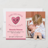 Valentijnse  geboortekaartjes lief hart aankondiging (Voorkant)