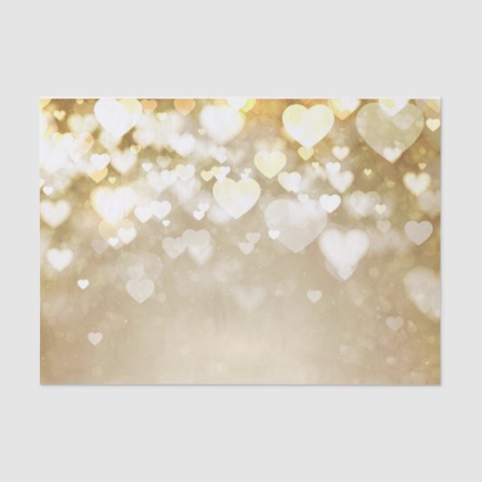 Valentijnse Gold Bokeh Hearts Tissuepapier (Voorkant)