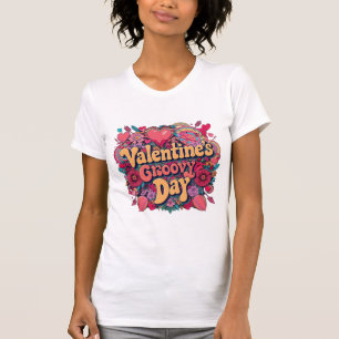 Valentijnse groovy dag, retro clipart t-shirt