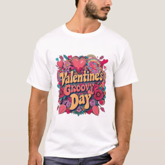 Valentijnse groovy dag, retro clipart t-shirt