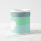 Valentijnse  Hand-Drawn Love Blue Green Extra Grote Beker (Voorkant)