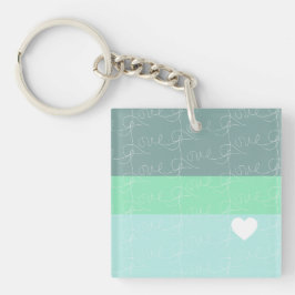 Valentijnse Hand-Drawn Love Blue Green Sleutelhanger