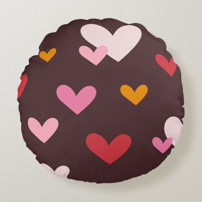 Valentijnse harten Aflutter Rond Kussen (Voorkant)