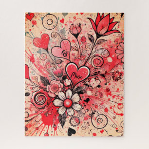 Valentijnse Harten / Daisy / Splatter Art / Sangri Legpuzzel