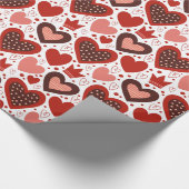 Valentijnse  harten en kronen patroon cadeaupapier (Hoek)