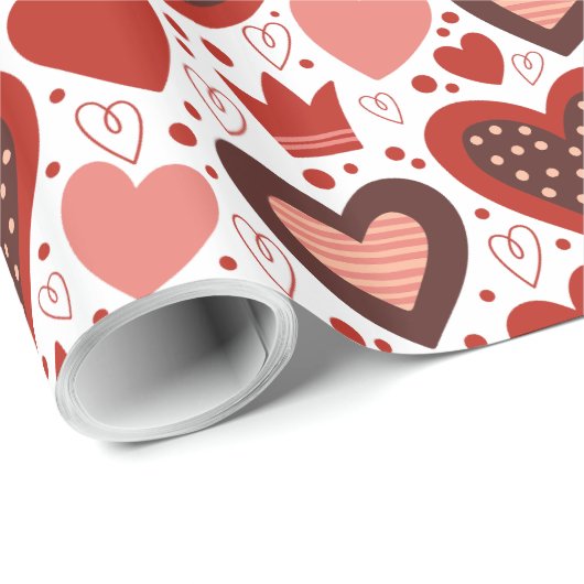 Valentijnse harten en kronen patroon cadeaupapier (Rol Hoek)
