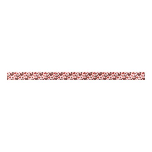 Valentijnse  harten en kronen patroon lint (Voorkant)