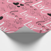 Valentijnse harten en liefde typografie patroon cadeaupapier (Hoek)